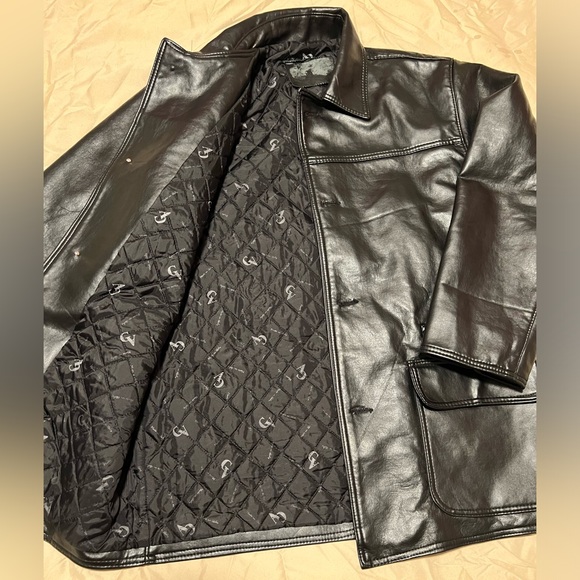 GV Jacket Mens Faux Leather Handmade Pockets Made In Italy - Picture 8 of 8